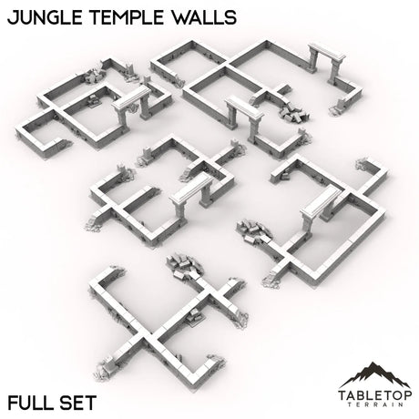 Tabletop Terrain Walls 40mm / Full Set Jungle Temple Walls