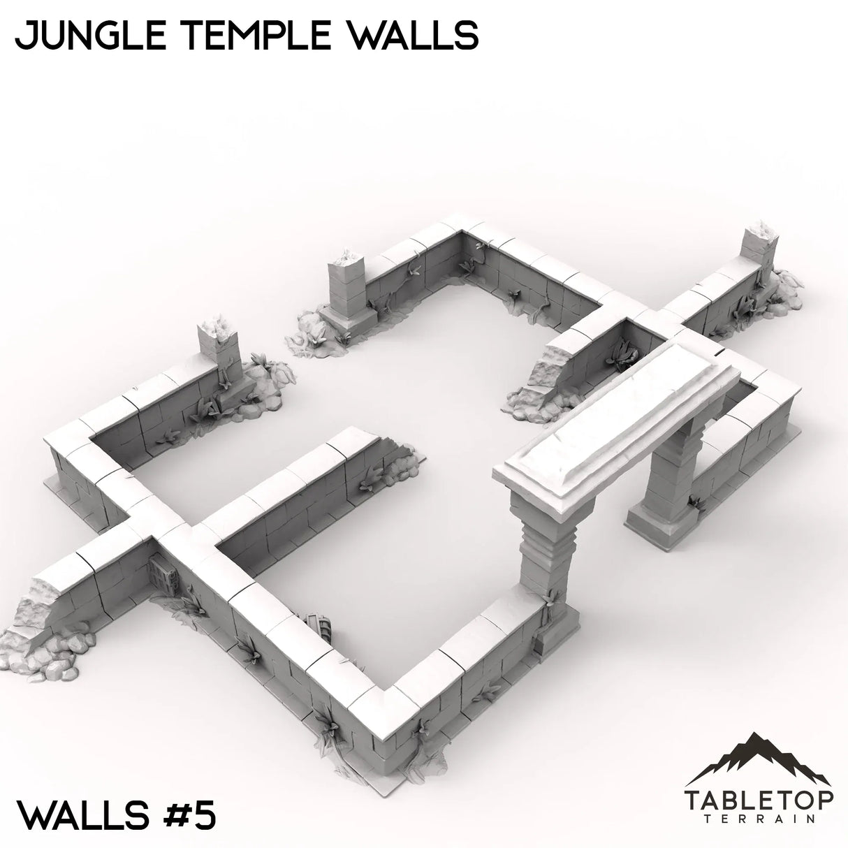 Tabletop Terrain Walls 40mm / Walls 5 Jungle Temple Walls