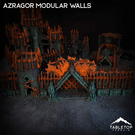 Tabletop Terrain Walls Azragor Modular Walls + Gate - Kingdom of Azragor