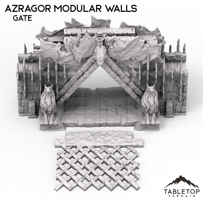 Tabletop Terrain Walls Azragor Modular Walls + Gate - Kingdom of Azragor