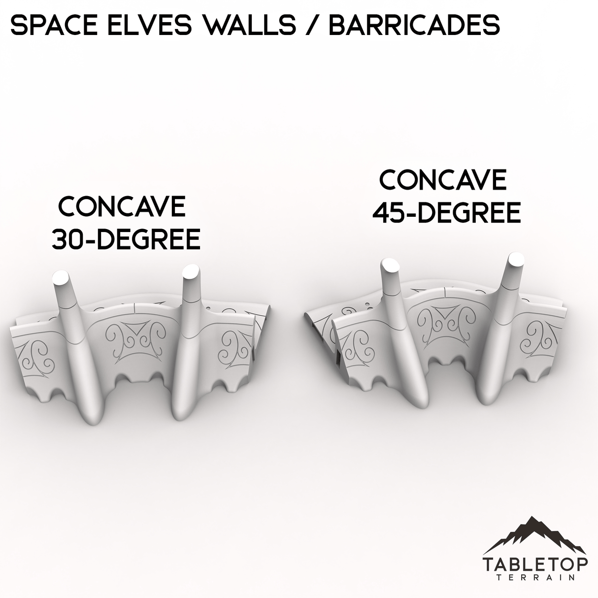 Tabletop Terrain Walls Concave 30 Degree Space Elves Walls / Barricades