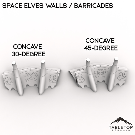 Tabletop Terrain Walls Concave 30 Degree Space Elves Walls / Barricades