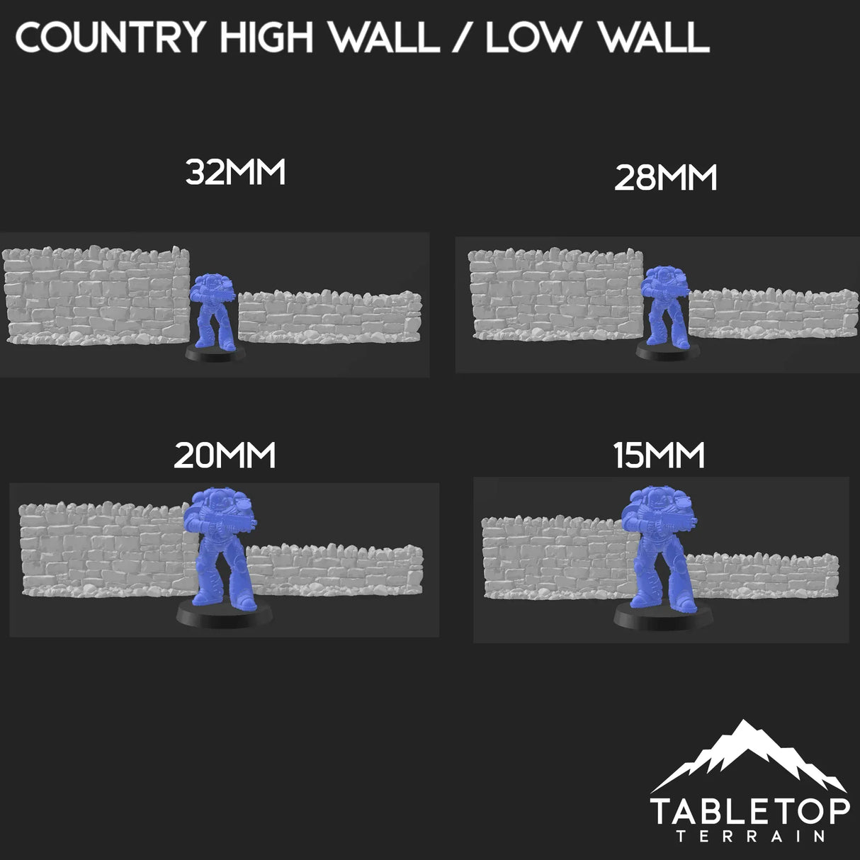 Tabletop Terrain Walls Country High Walls / Low Walls - Country & King - Fantasy Historical Walls