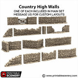 Tabletop Terrain Walls Country High Walls / Low Walls - Country & King - Fantasy Historical Walls