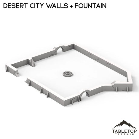 Tabletop Terrain Walls Desert City Walls & Fountain