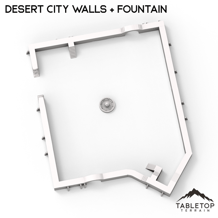 Tabletop Terrain Walls Desert City Walls & Fountain