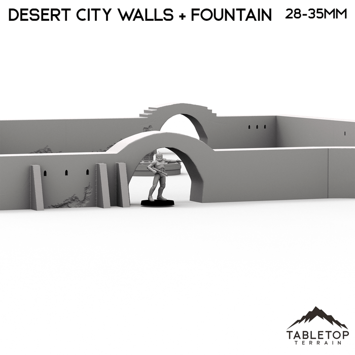 Tabletop Terrain Walls Desert City Walls & Fountain