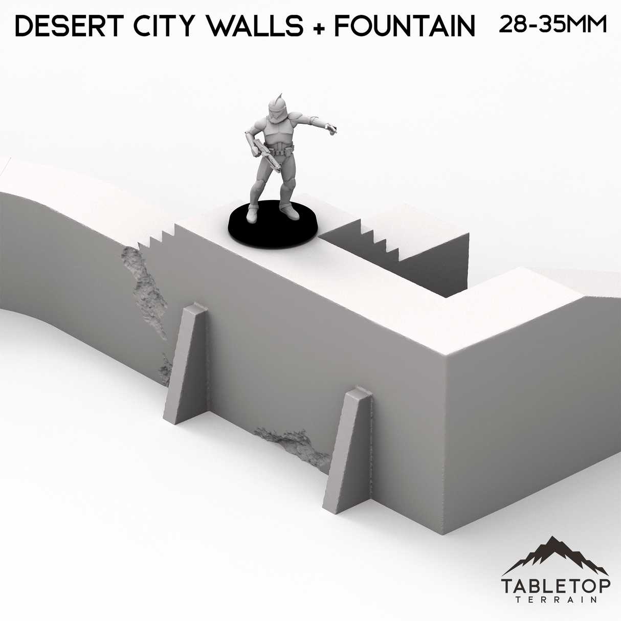 Tabletop Terrain Walls Desert City Walls & Fountain