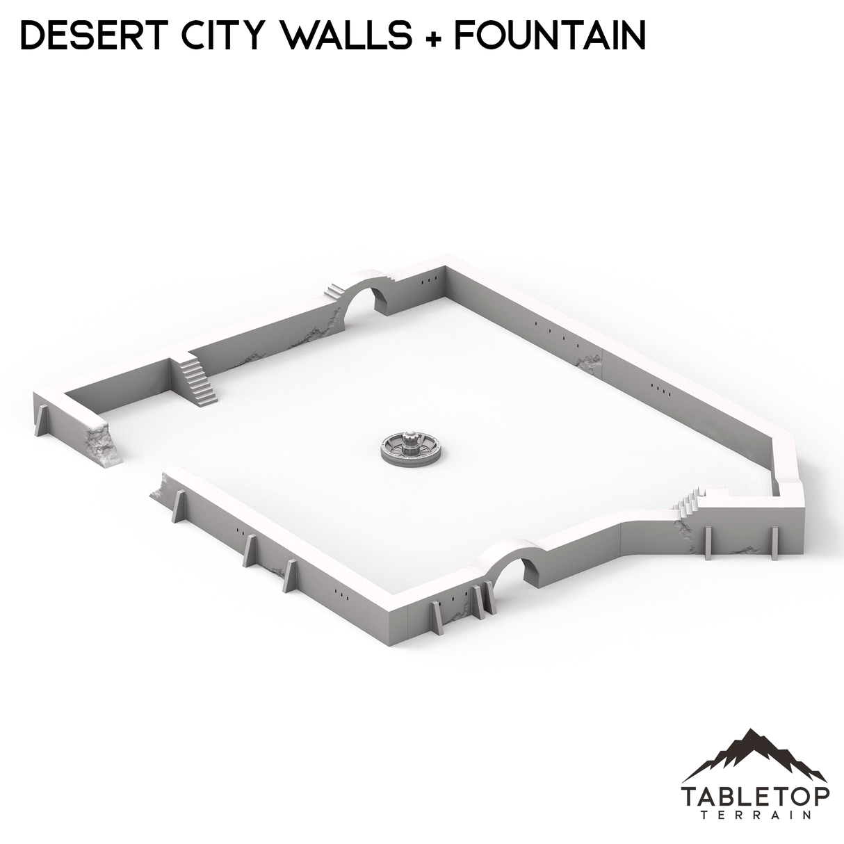 Tabletop Terrain Walls Desert City Walls & Fountain