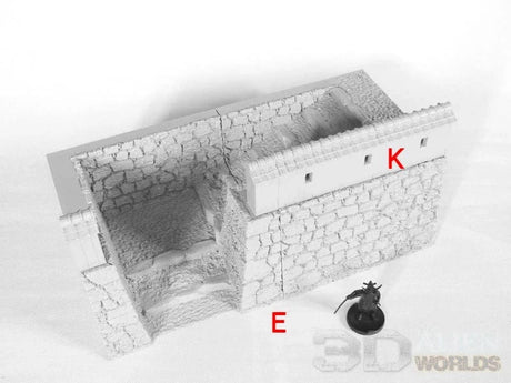 Tabletop Terrain Walls K- Upper Wall Slope (Steps) Wall Samurai Castle Wall Set