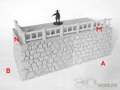 Tabletop Terrain Walls M- Fence for Straight Wall Samurai Castle Wall Set