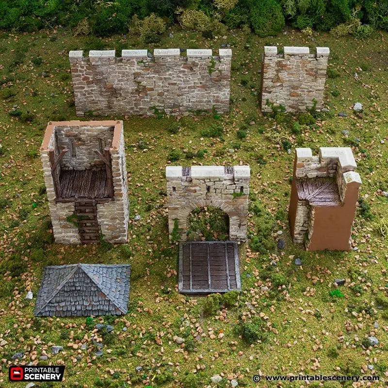 Tabletop Terrain Walls Norman Fort Walls /Ruined Fort Walls - Country & King- Fantasy Historical Walls