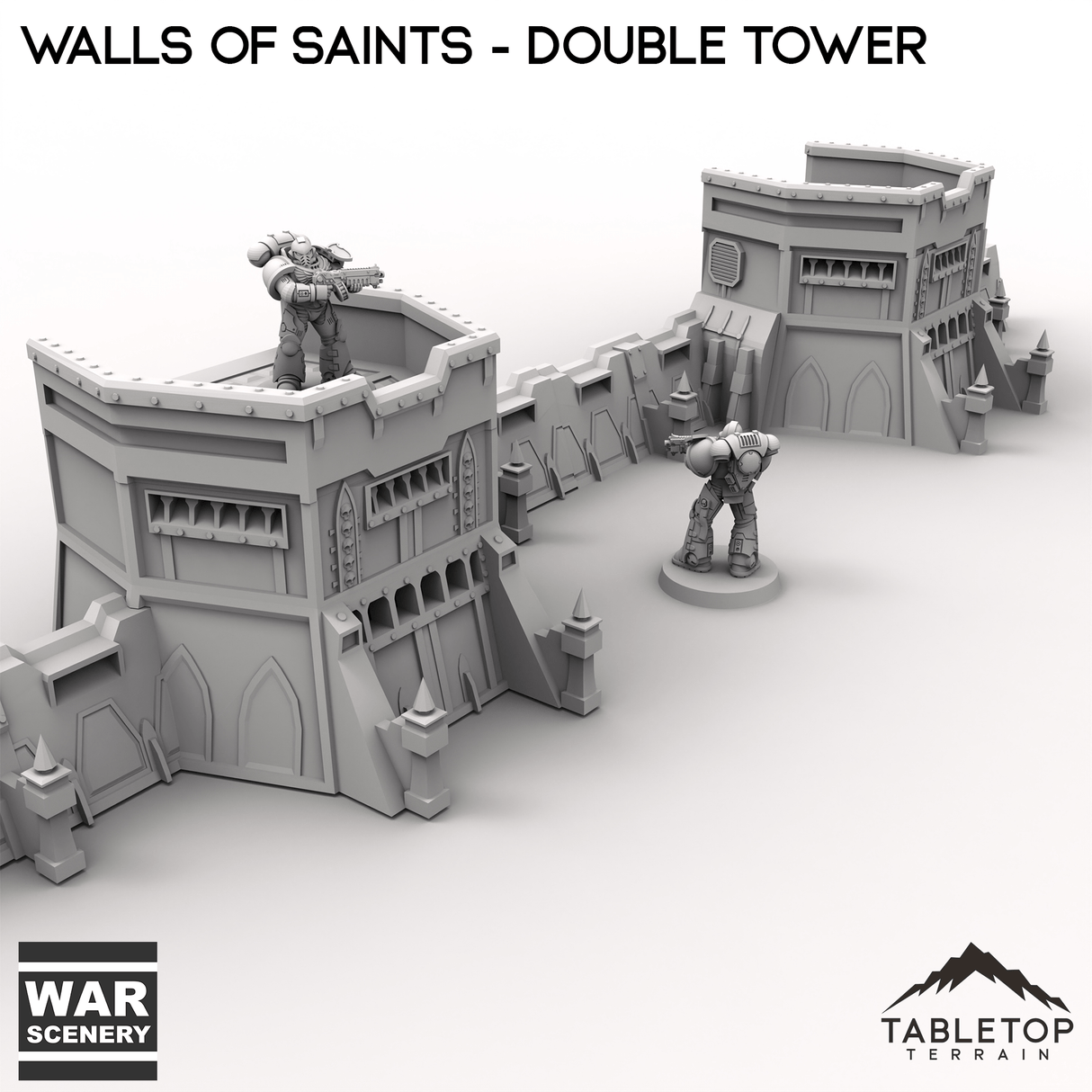 Tabletop Terrain Walls Wall of Saints Double Tower