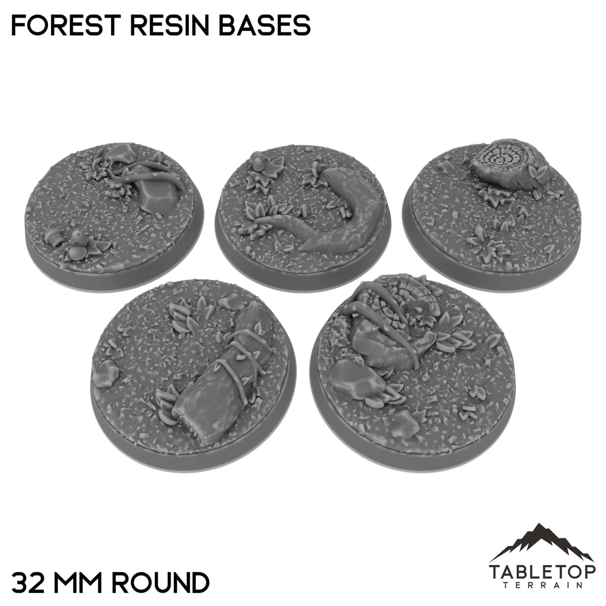 Tabletop Terrain Bases 32 mm / Single Forest Resin Bases