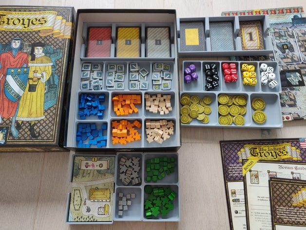 Tabletop Terrain Board Game Insert Troyes + Ladies of Troyes Expansion Board Game Insert / Organizer