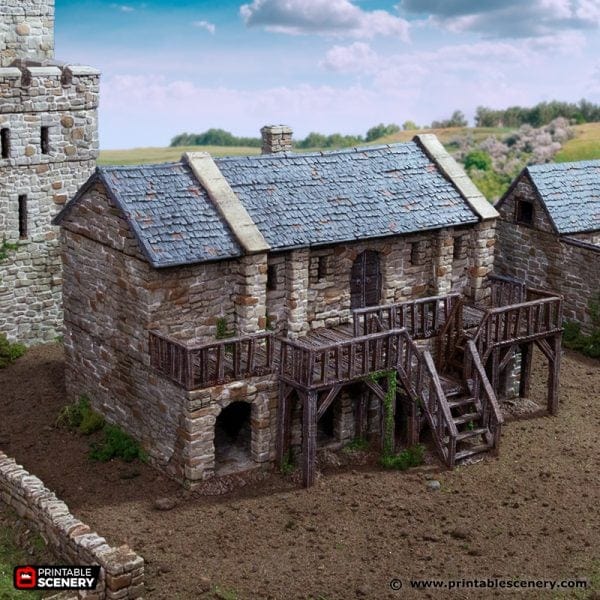 Tabletop Terrain Building Black Rock Barracks - Country & King - Fantasy Historical Building