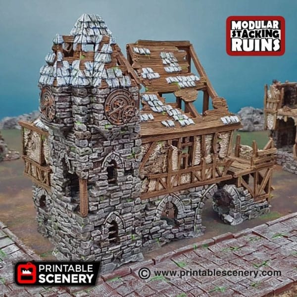 Tabletop Terrain Building Burgomaster's Office - Ruined Fantasy Building