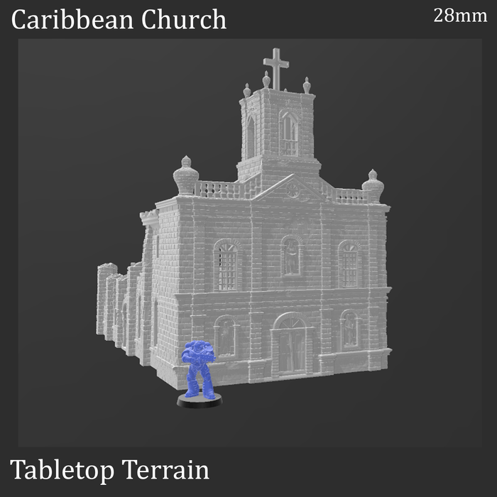 Tabletop Terrain Building Caribbean Church - Ruined Building