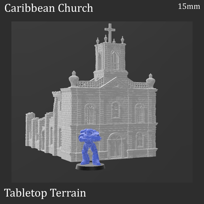 Tabletop Terrain Building Caribbean Church - Ruined Building