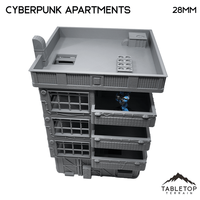 Tabletop Terrain Building Cyberpunk Apartments - Cyberpunk Building Tabletop Terrain