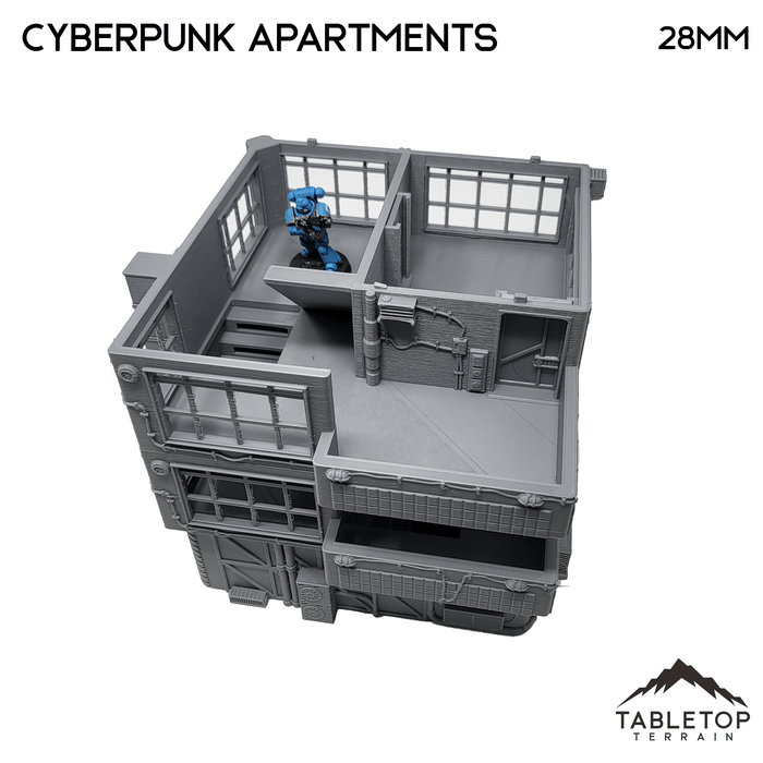 Tabletop Terrain Building Cyberpunk Apartments - Cyberpunk Building Tabletop Terrain