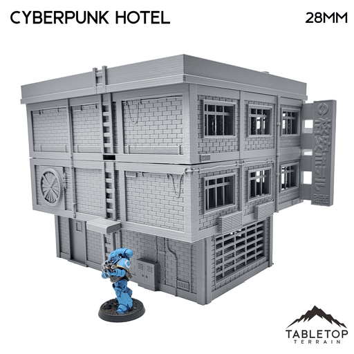 Tabletop Terrain Building Cyberpunk Hotel Block - Cyberpunk Building Tabletop Terrain