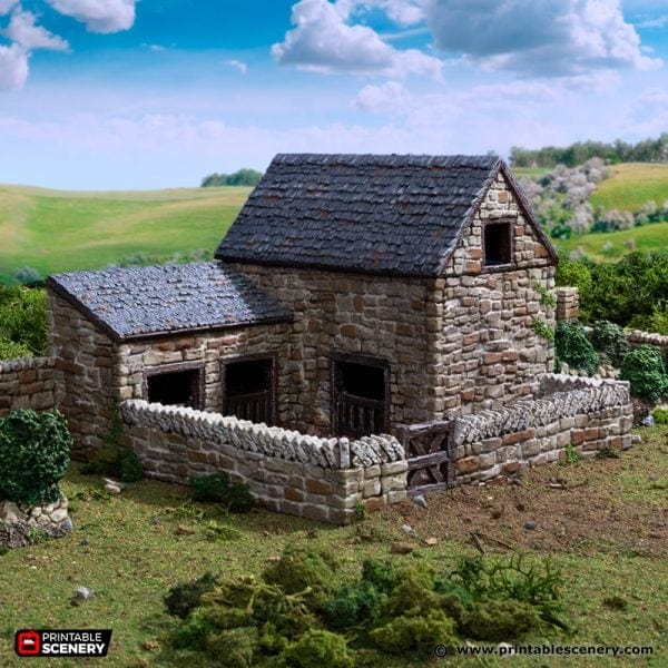 Tabletop Terrain Building Farm Pig Pen - Country & King - Fantasy Historical Building