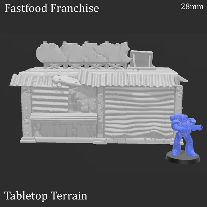 Tabletop Terrain Building Fastfood Franchise - Apocalyptic Building Tabletop Terrain