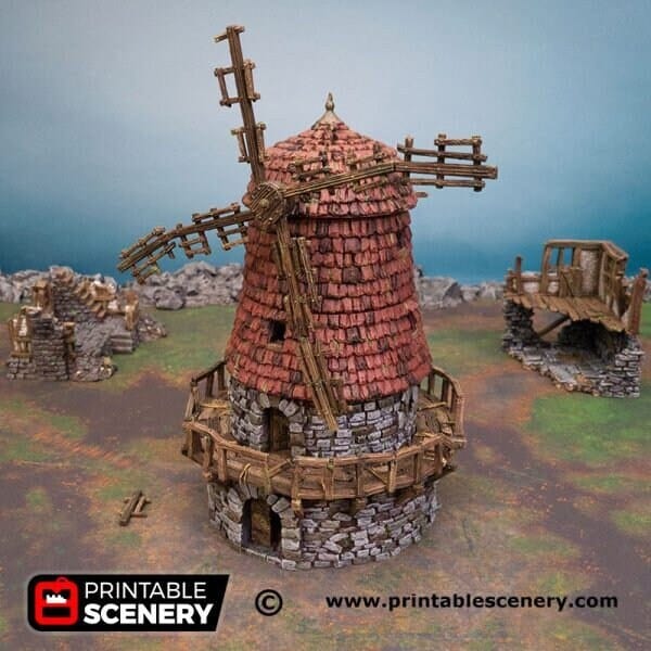 Windmill - 15mm authentic 28mm 32mm Wargaming Dungeons and Dragons DnD Tabletop Gaming Scenery Terrain