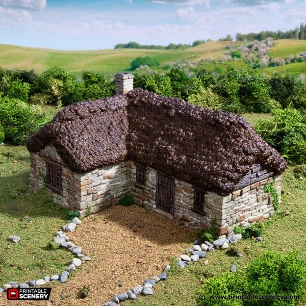 Tabletop Terrain Building Highland Stone Barn - Country & King - Fantasy Historical Building