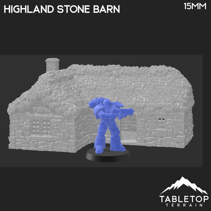 Tabletop Terrain Building Highland Stone Barn - Country & King - Fantasy Historical Building Tabletop Terrain