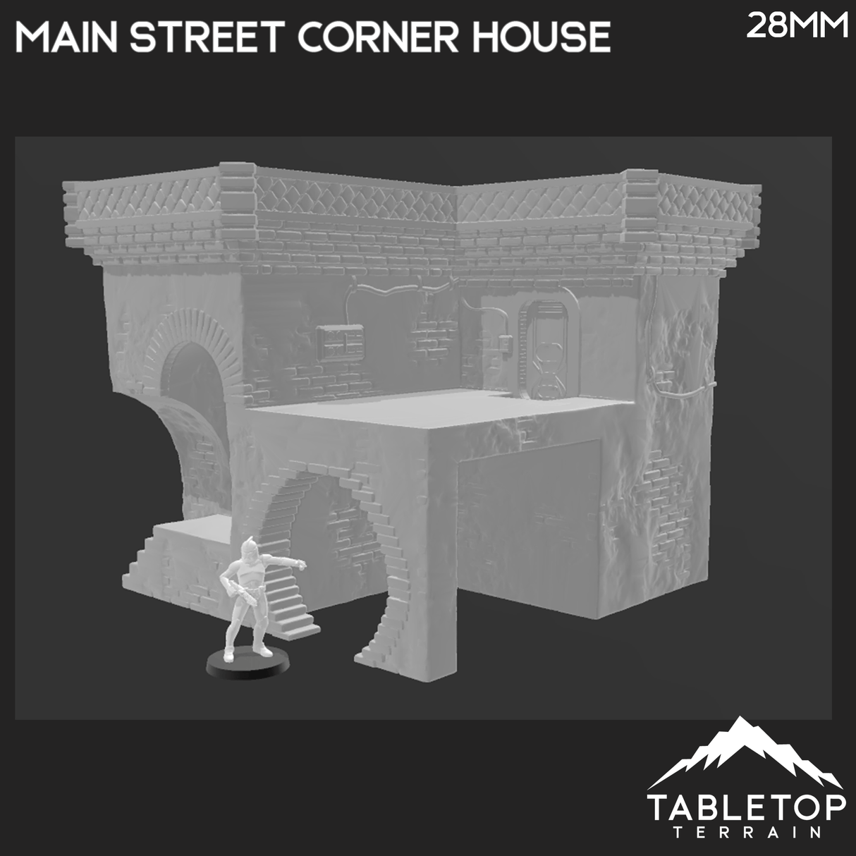 Tabletop Terrain Building Main Street Corner House - Ord Ferrum