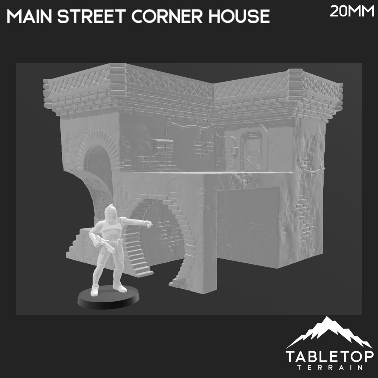 Tabletop Terrain Building Main Street Corner House - Ord Ferrum