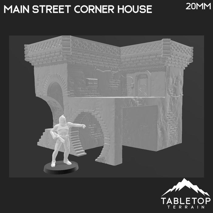 Tabletop Terrain Building Main Street Corner House - Ord Ferrum