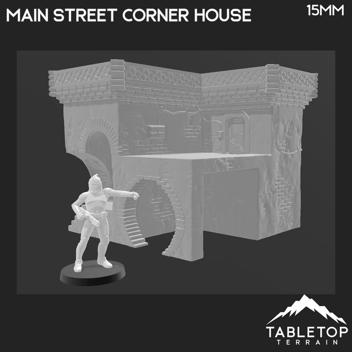 Tabletop Terrain Building Main Street Corner House - Ord Ferrum