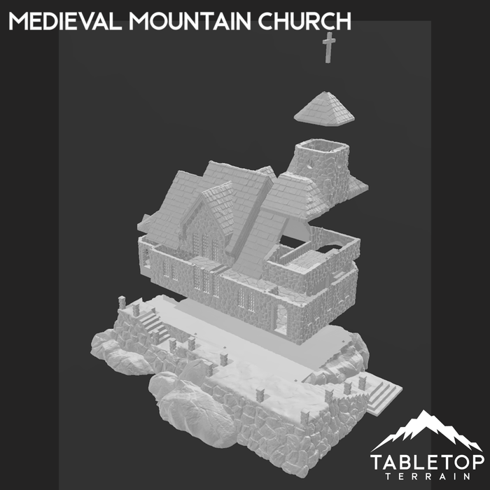 Tabletop Terrain Building Medieval Mountain Church