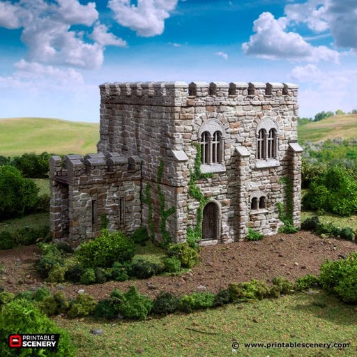 Tabletop Terrain Building Norman Square Keep - Country & King - Fantasy Historical Building Tabletop Terrain