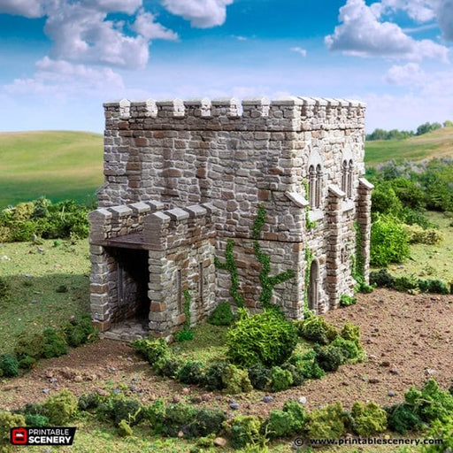 Tabletop Terrain Building Norman Square Keep - Country & King - Fantasy Historical Building Tabletop Terrain