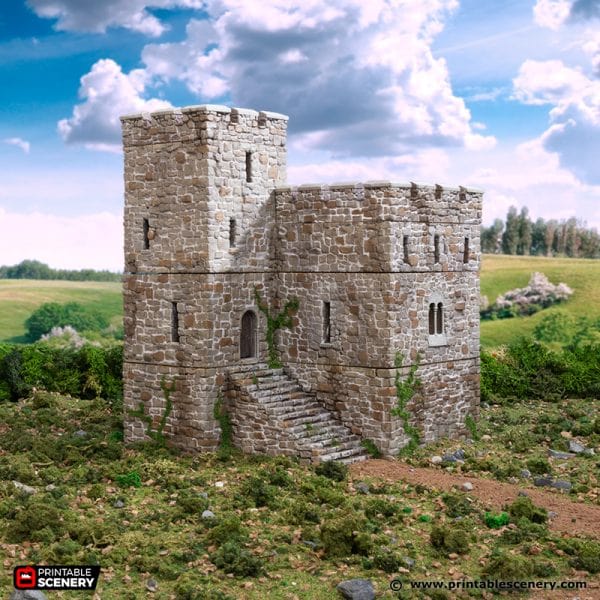 Tabletop Terrain Building Norman Stone Fort - Country & King - Fantasy Historical Building Tabletop Terrain