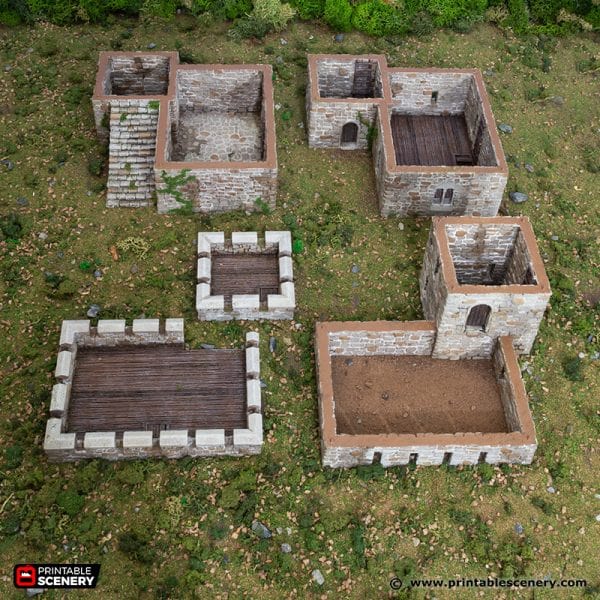 Tabletop Terrain Building Norman Stone Fort - Country & King - Fantasy Historical Building Tabletop Terrain