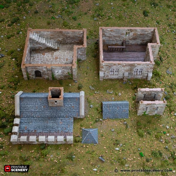 Tabletop Terrain Building Norman Stone Keep - Country & King - Fantasy Historical Building