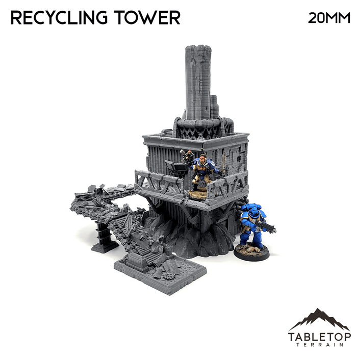 Tabletop Terrain Building Recycling Tower - Apocalyptic Building Tabletop Terrain