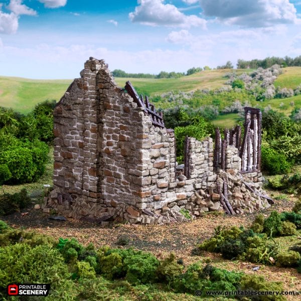 Tabletop Terrain Building Ruined Barlyway Cottage - Country & King - Fantasy Historical Ruins