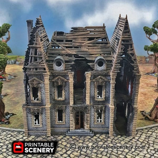 Tabletop Terrain Building Ruined Chateau - WWII Building