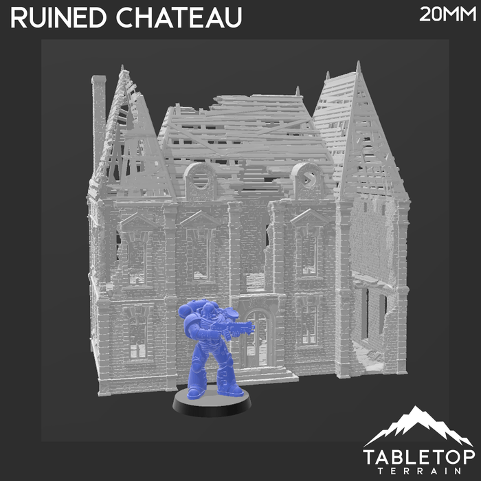 Tabletop Terrain Building Ruined Chateau - WWII Building Tabletop Terrain