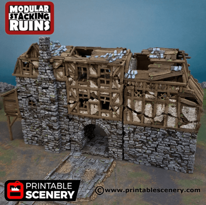 Tabletop Terrain Building Ruined Gatehouse - Fantasy Building