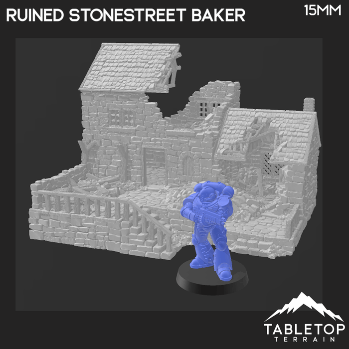 Tabletop Terrain Building Ruined Stonestreet Bakers - Country & King - Fantasy Historical Ruins