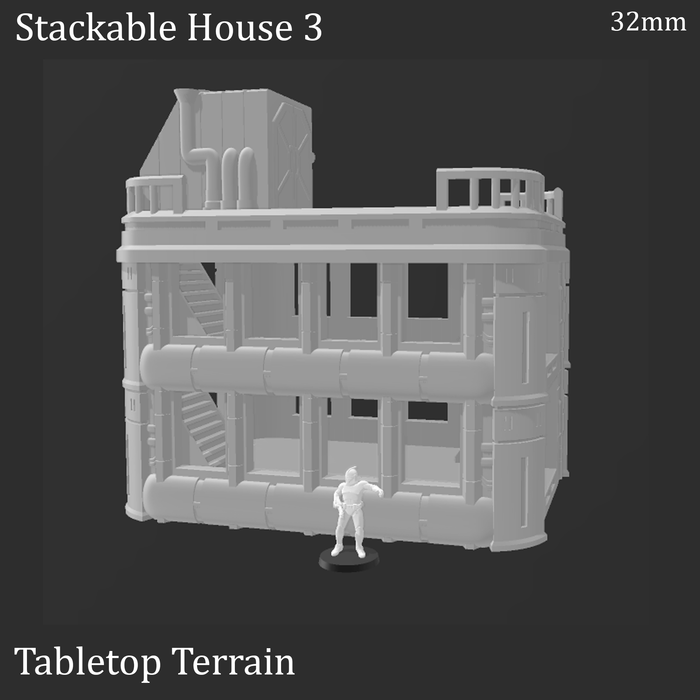 Tabletop Terrain Building Sci-Fi Futuristic Stackable House