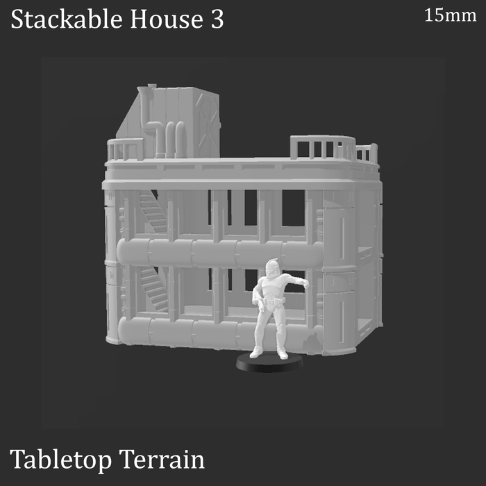 Tabletop Terrain Building Sci-Fi Futuristic Stackable House Tabletop Terrain