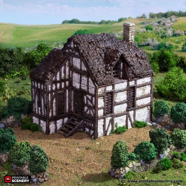 Tabletop Terrain Building Wattle and Daub Barlyway Cottage - Country & King - Fantasy Historical Building Tabletop Terrain